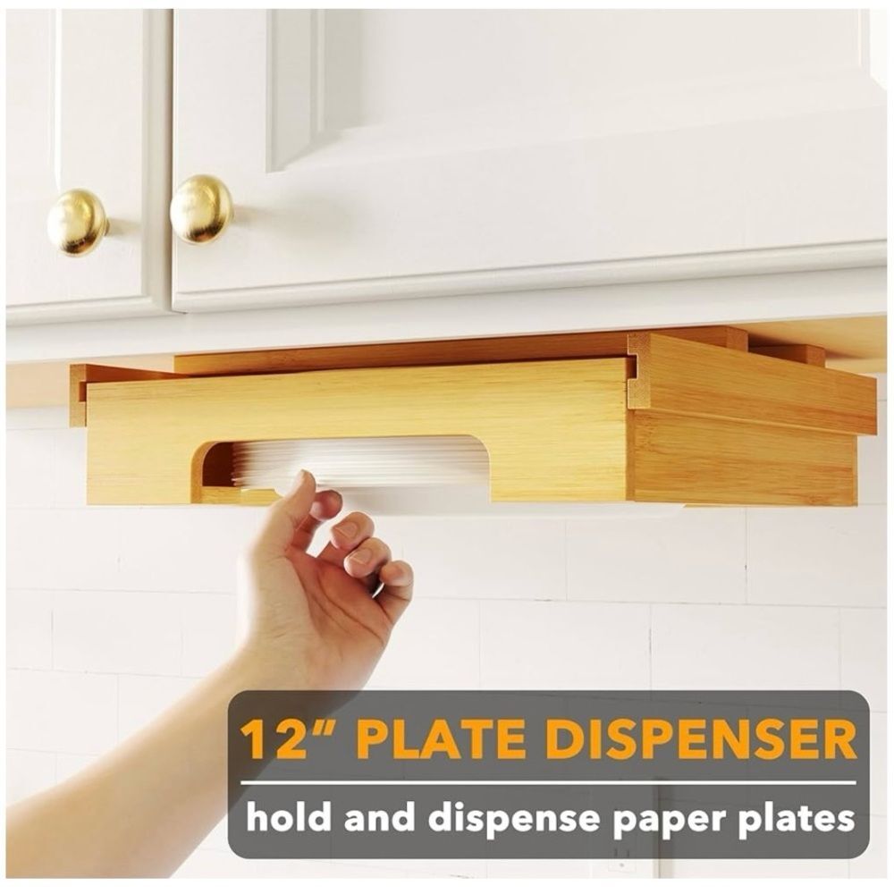 Bamboo‎ Plate Dispenser for Kitchen